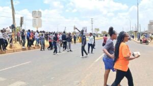 An image of people around the Thika Road on Sunday,March 9.