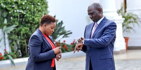 Former Health CS Susan Nakhumicha (left) meets President William Ruto at State House, Nairobi on Augustย 1,ย 2023.