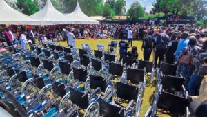 The beneficiaries received a range of mobility devices, including wheelchairs, walking sticks, crutches, and other supportive equipment during an event held at Amutalla Stadium.