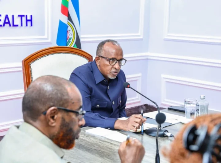 Health CS Aden Duale addresses a meeting of health professional regulatory bodies at the Ministry of Health headquarters to review preparedness for the deployment of the 2026/2027 cohort of healthcare interns. PHOTO | MoH