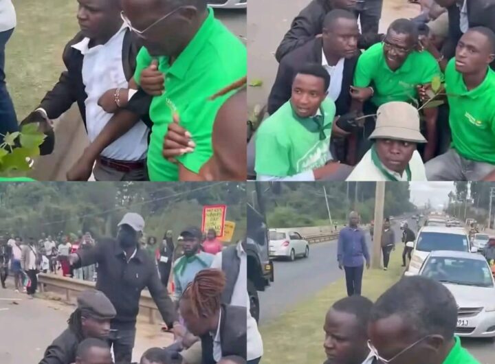 Kolagi ya picha za aliyekuwa Jaji Mkuu wa Kenya, David Maraga akikamatwa wakati wa maandamano. Picha/Gelas Situma