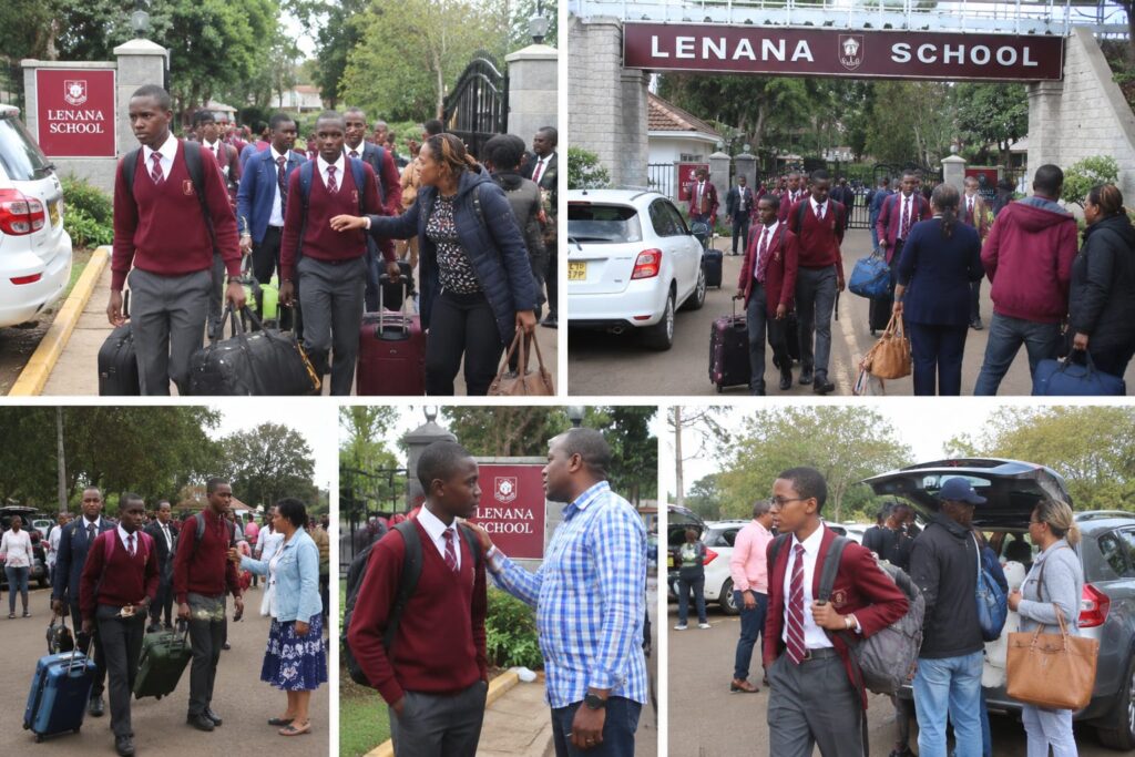 Kolagi ya picha za wanagenzi wa shule ya Upili ya Lenana wakielekea nyumbani kutokana na kufungwa kwa shule ghafla. Picha/Kwa Hisani