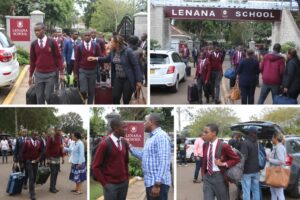 Kolagi ya picha za wanagenzi wa shule ya Upili ya Lenana wakielekea nyumbani kutokana na kufungwa kwa shule ghafla. Picha/Kwa Hisani