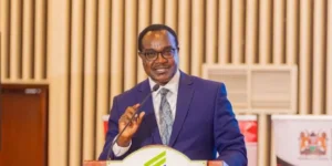 Education CS Julius Ogamba during the release of the 2025 university placement results in Nairobi on July 8, 2026. Photo KUCCPS
